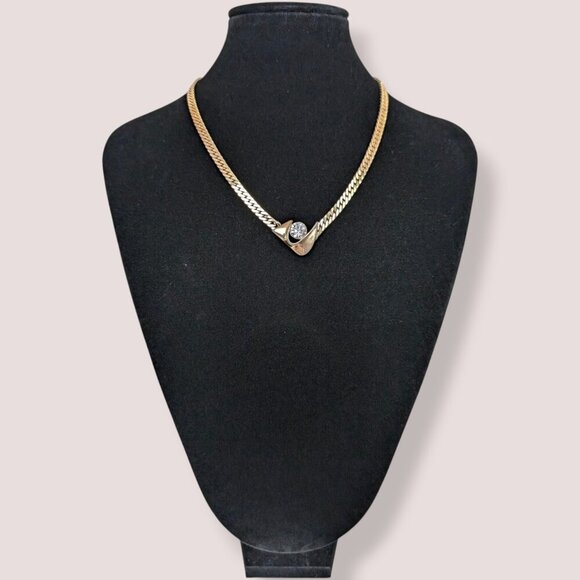 Vintage Rhinestone Accent Chain Necklace - Picture 2 of 7